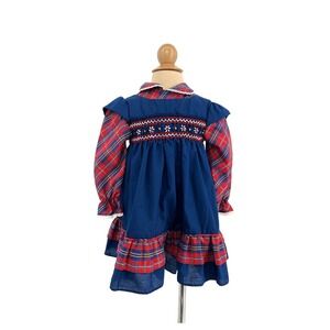 vintage Polly Flinders girls dress plaid smocked